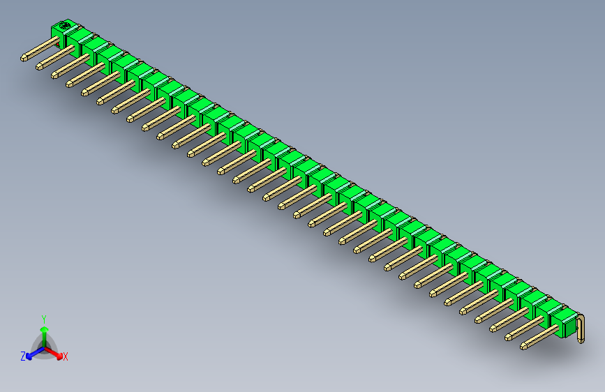 彩色公排针 100mil 2.54mm 系列-DS1022_green_1x34p_100mil_TypeD_rev1.0