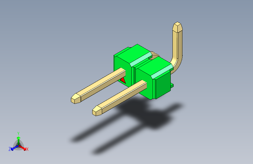 彩色公排针 100mil 2.54mm 系列-DS1022_green_02p_100mil_Type_SMT_R2_rev1.0 主视图