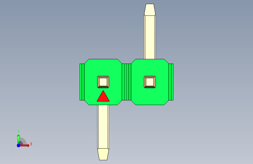彩色公排针 100mil 2.54mm 系列-DS1022_green_02p_100mil_Type_SMT_R2_rev1.0 正面视图