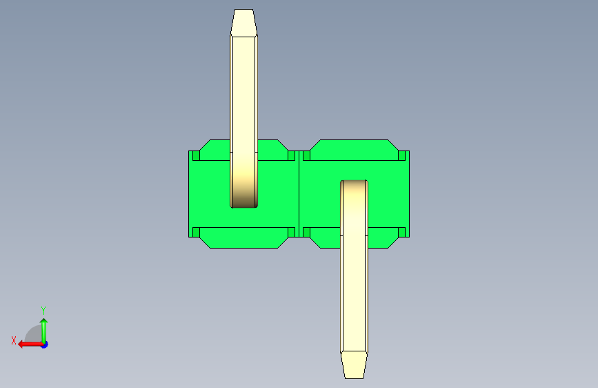 彩色公排针 100mil 2.54mm 系列-DS1022_green_02p_100mil_Type_SMT_R2_rev1.0 背面视图