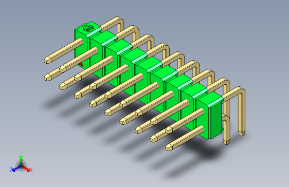 彩色公排针 100mil 2.54mm 系列-DS1022_green_2x09p_100mil_TypeD_rev1.0