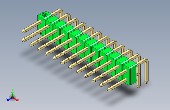 彩色公排针 100mil 2.54mm 系列-DS1022_green_2x12p_100mil_TypeD_rev1.0