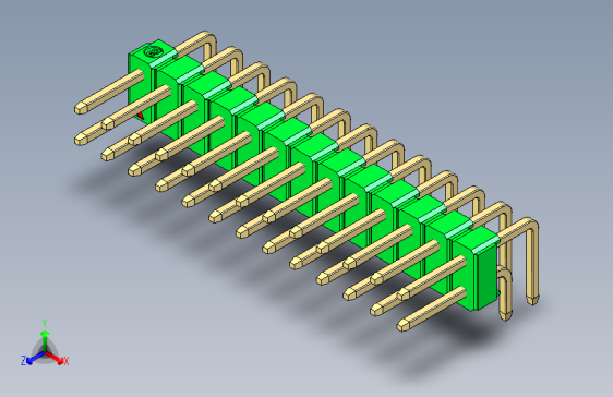 彩色公排针 100mil 2.54mm 系列-DS1022_green_2x13p_100mil_TypeD_rev1.0