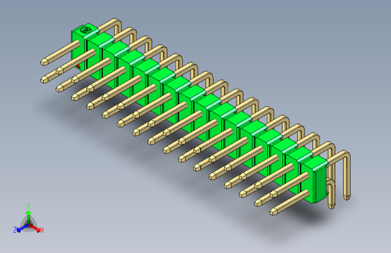 彩色公排针 100mil 2.54mm 系列-DS1022_green_2x16p_100mil_TypeD_rev1.0