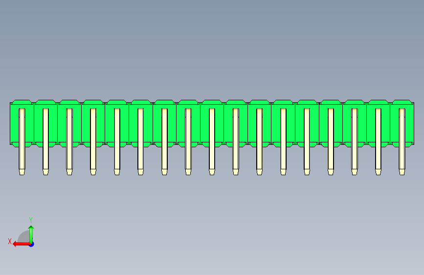 彩色公排针 100mil 2.54mm 系列-DS1022_green_2x17p_100mil_TypeD_rev1.0 背面视图