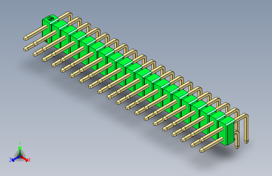 彩色公排针 100mil 2.54mm 系列-DS1022_green_2x20p_100mil_TypeD_rev1.0