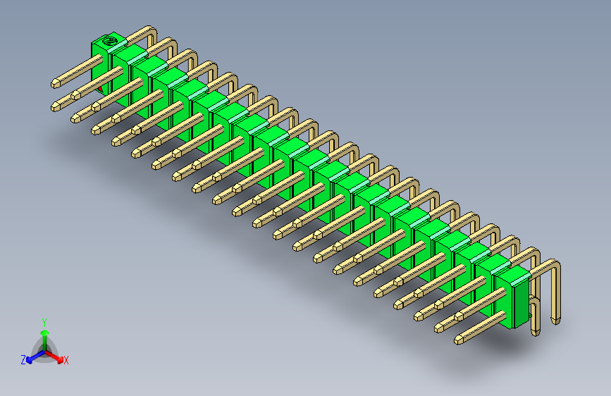 彩色公排针 100mil 2.54mm 系列-DS1022_green_2x21p_100mil_TypeD_rev1.0