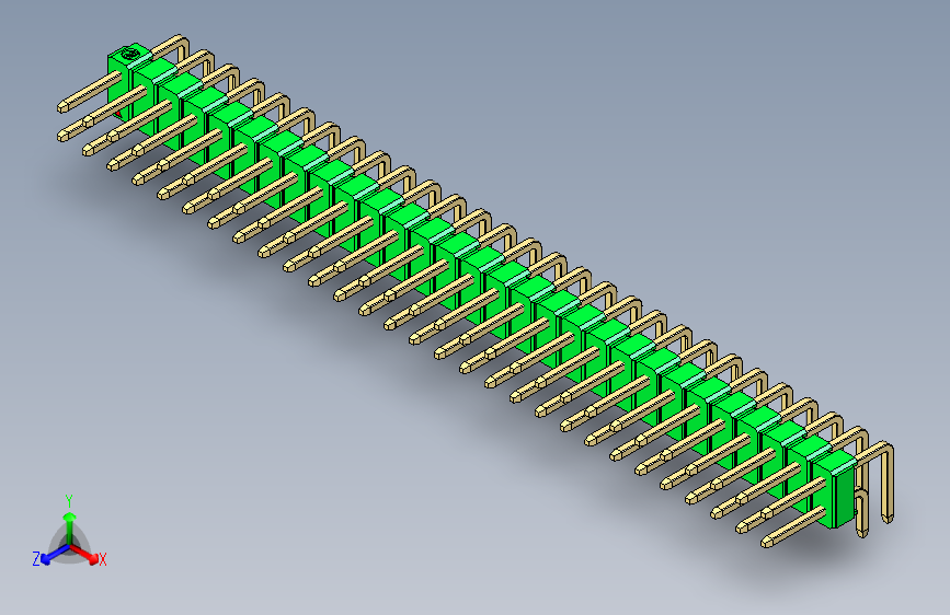 彩色公排针 100mil 2.54mm 系列-DS1022_green_2x29p_100mil_TypeD_rev1.0