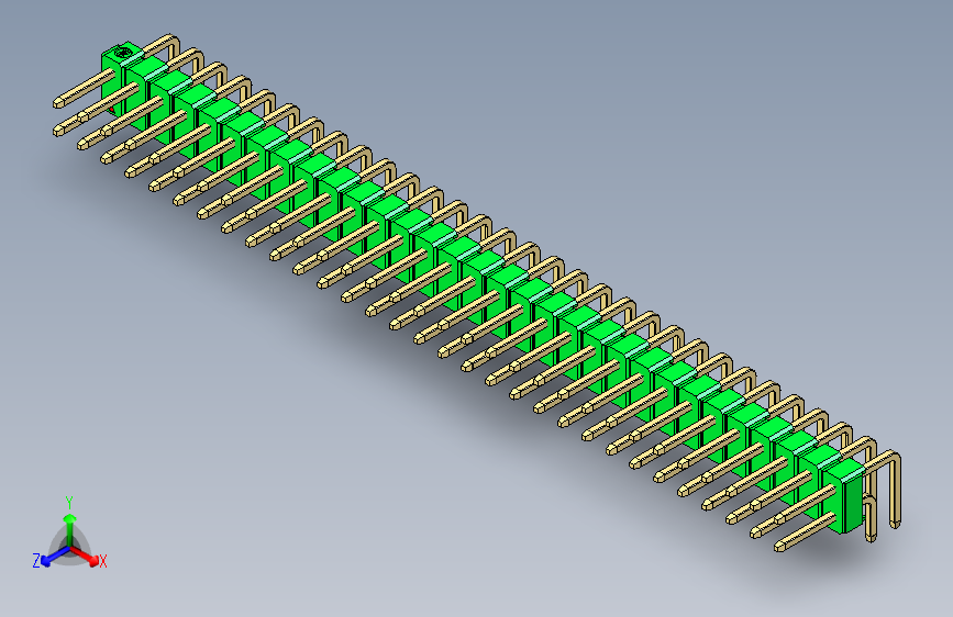 彩色公排针 100mil 2.54mm 系列-DS1022_green_2x31p_100mil_TypeD_rev1.0