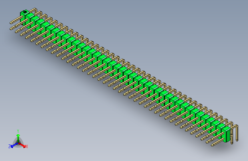 彩色公排针 100mil 2.54mm 系列-DS1022_green_2x40p_100mil_TypeD_rev1.0