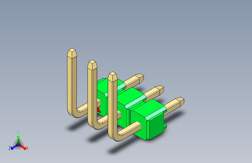 彩色公排针 100mil 2.54mm 系列-DS1022_green_03p_100mil_TypeU_rev1.0