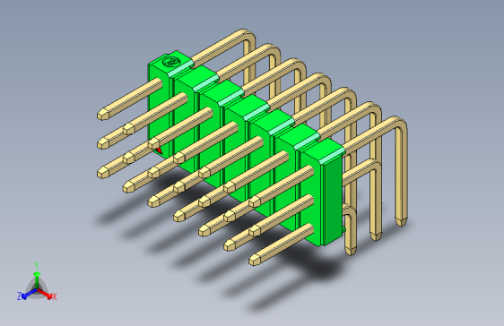 彩色公排针 100mil 2.54mm 系列-DS1022_green_3x07p_100mil_TypeD_rev1.0