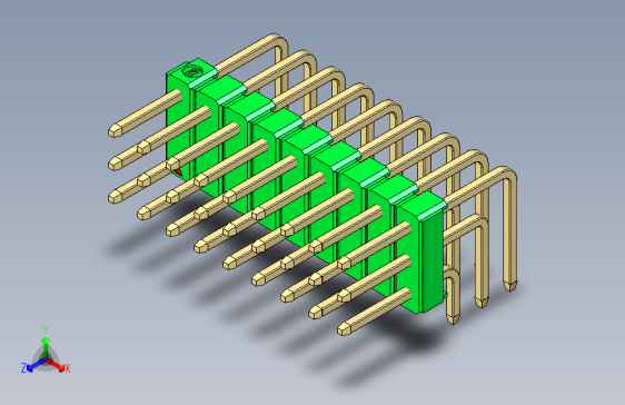 彩色公排针 100mil 2.54mm 系列-DS1022_green_3x09p_100mil_TypeD_rev1.0