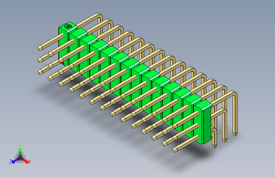 彩色公排针 100mil 2.54mm 系列-DS1022_green_3x14p_100mil_TypeD_rev1.0