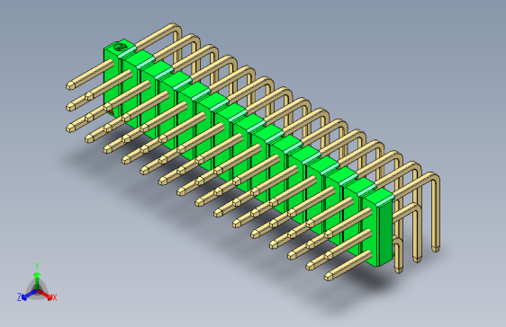 彩色公排针 100mil 2.54mm 系列-DS1022_green_3x15p_100mil_TypeD_rev1.0