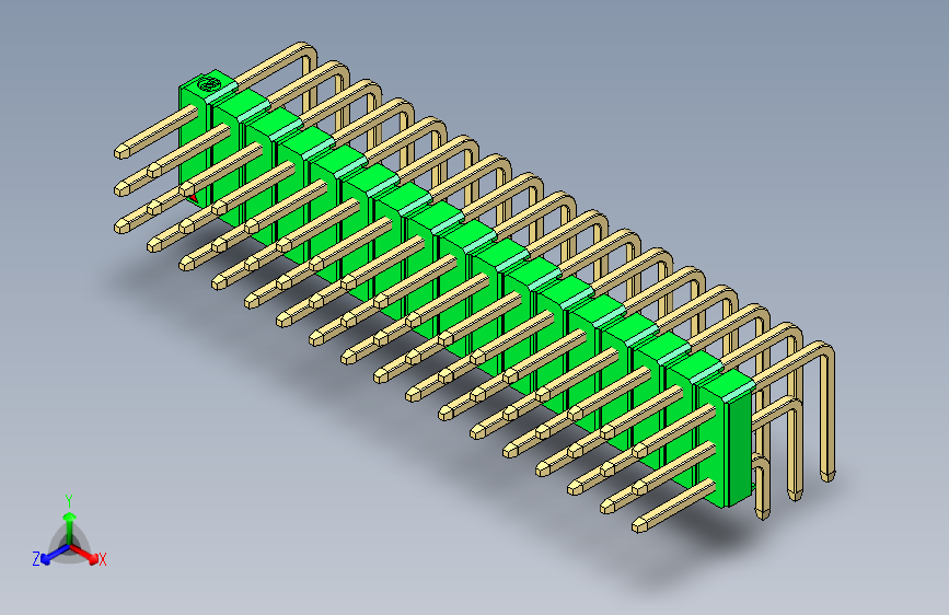 彩色公排针 100mil 2.54mm 系列-DS1022_green_3x17p_100mil_TypeD_rev1.0