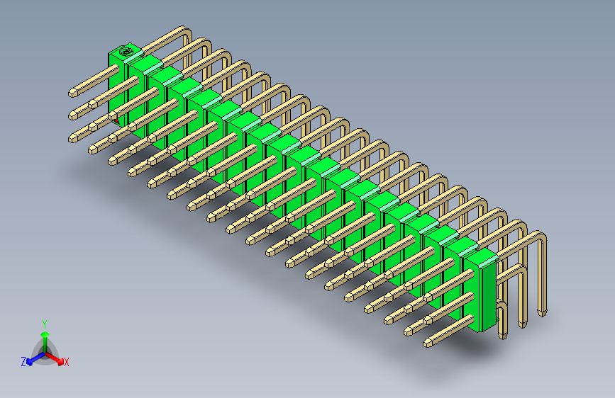 彩色公排针 100mil 2.54mm 系列-DS1022_green_3x19p_100mil_TypeD_rev1.0