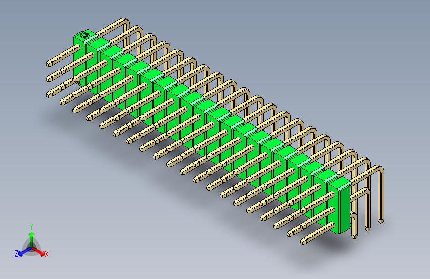 彩色公排针 100mil 2.54mm 系列-DS1022_green_3x20p_100mil_TypeD_rev1.0