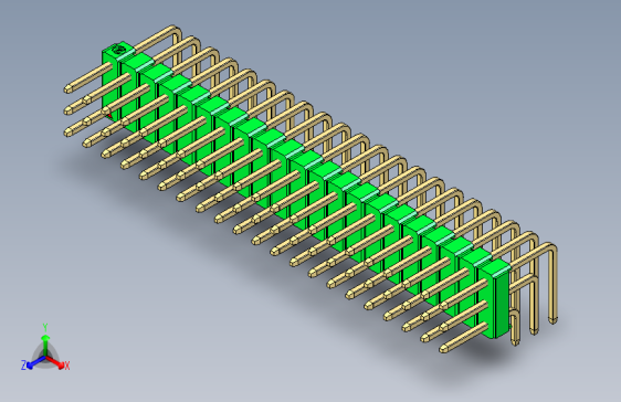 彩色公排针 100mil 2.54mm 系列-DS1022_green_3x21p_100mil_TypeD_rev1.0