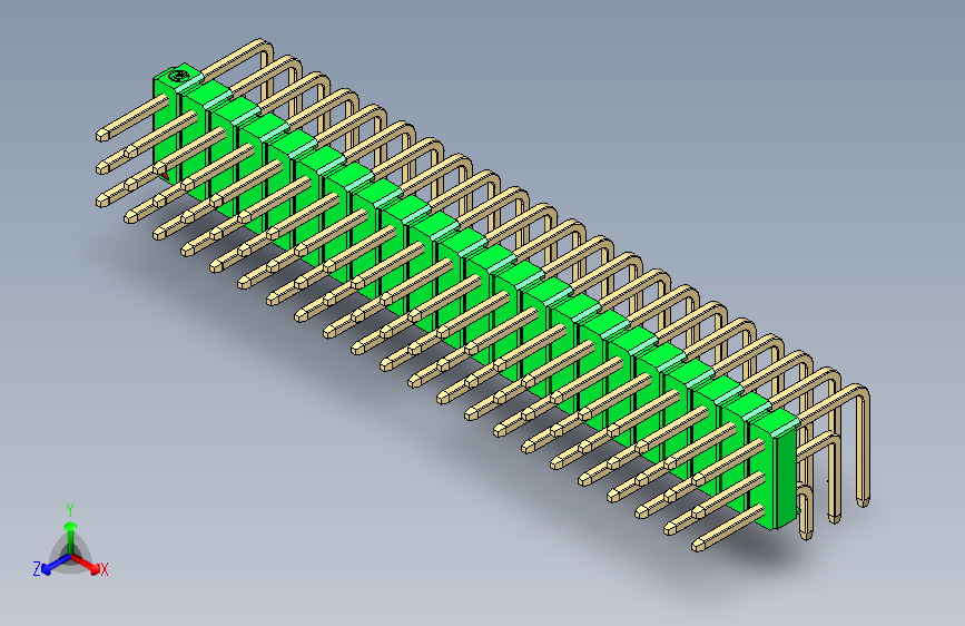 彩色公排针 100mil 2.54mm 系列-DS1022_green_3x22p_100mil_TypeD_rev1.0