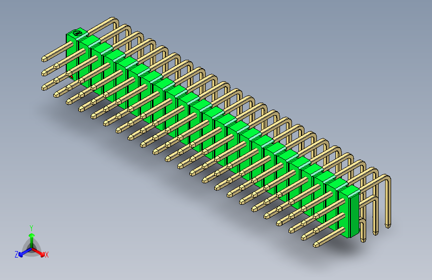 彩色公排针 100mil 2.54mm 系列-DS1022_green_3x23p_100mil_TypeD_rev1.0
