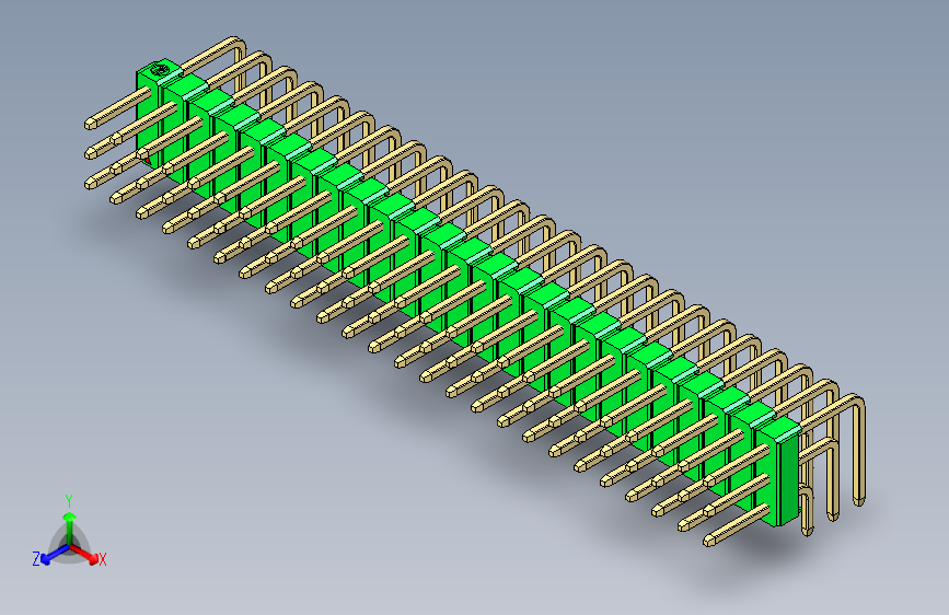 彩色公排针 100mil 2.54mm 系列-DS1022_green_3x25p_100mil_TypeD_rev1.0