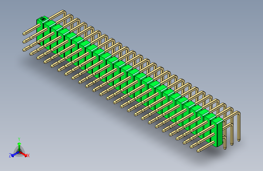 彩色公排针 100mil 2.54mm 系列-DS1022_green_3x26p_100mil_TypeD_rev1.0
