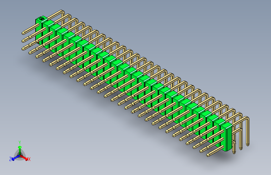 彩色公排针 100mil 2.54mm 系列-DS1022_green_3x28p_100mil_TypeD_rev1.0