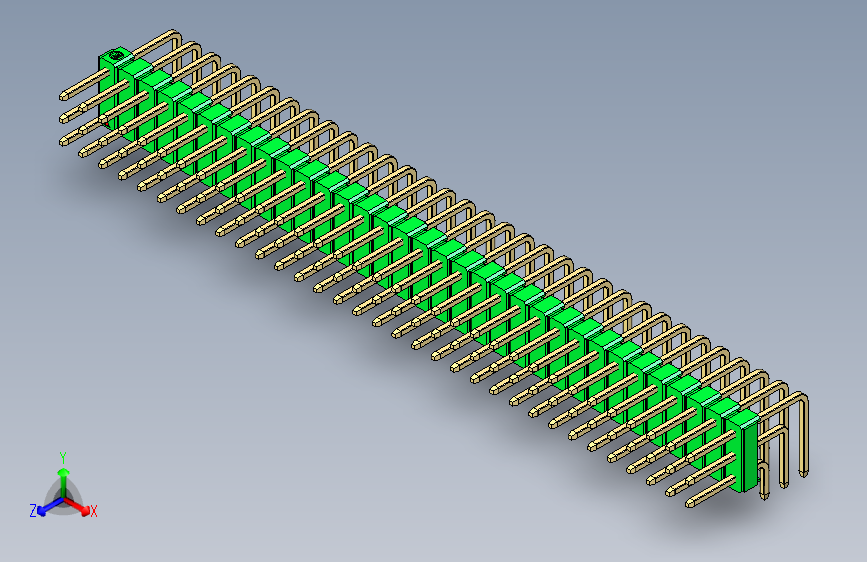 彩色公排针 100mil 2.54mm 系列-DS1022_green_3x33p_100mil_TypeD_rev1.0