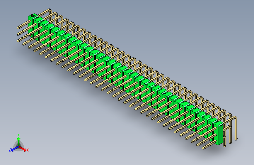 彩色公排针 100mil 2.54mm 系列-DS1022_green_3x34p_100mil_TypeD_rev1.0