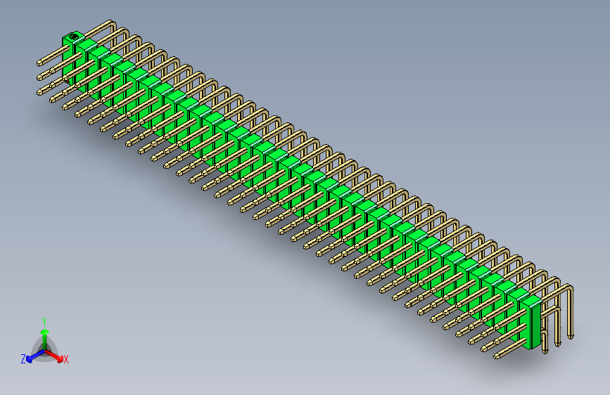 彩色公排针 100mil 2.54mm 系列-DS1022_green_3x37p_100mil_TypeD_rev1.0