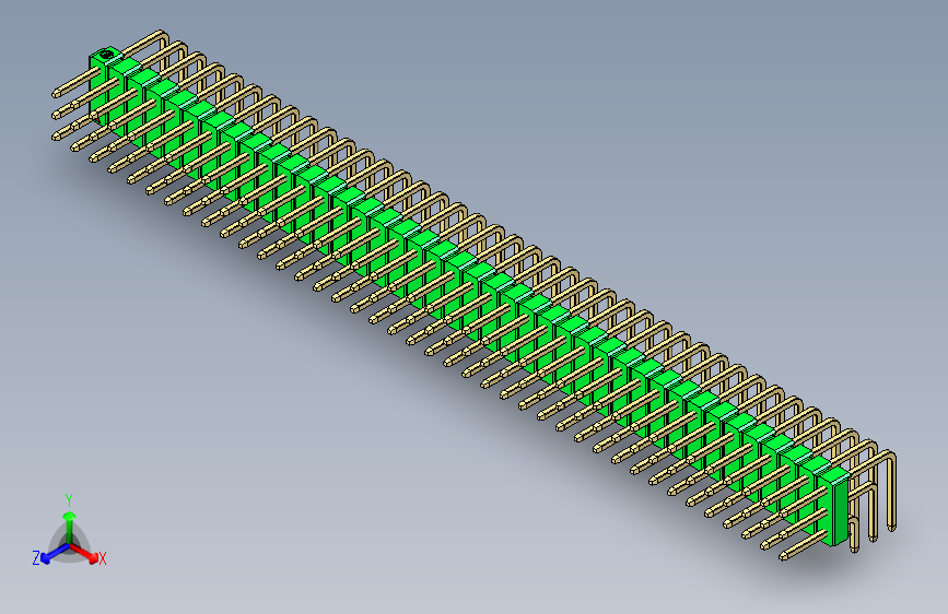 彩色公排针 100mil 2.54mm 系列-DS1022_green_3x40p_100mil_TypeD_rev1.0