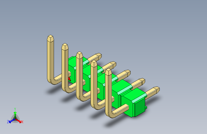 彩色公排针 100mil 2.54mm 系列-DS1022_green_05p_100mil_TypeU_rev1.0