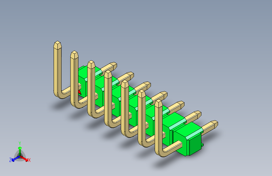 彩色公排针 100mil 2.54mm 系列-DS1022_green_07p_100mil_TypeU_rev1.0