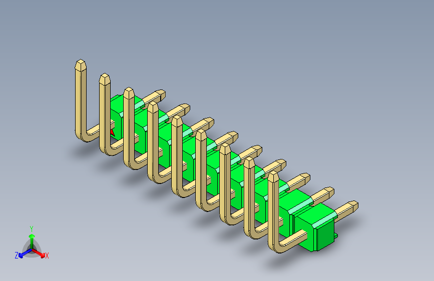 彩色公排针 100mil 2.54mm 系列-DS1022_green_09p_100mil_TypeU_rev1.0