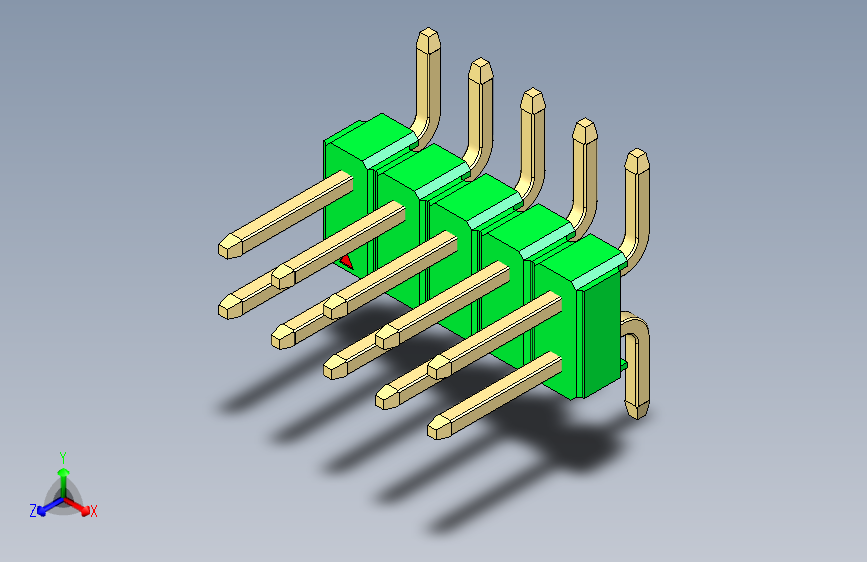 彩色公排针 100mil 2.54mm 系列-DS1022_green_10p_100mil_TypeSMT_rev1.0