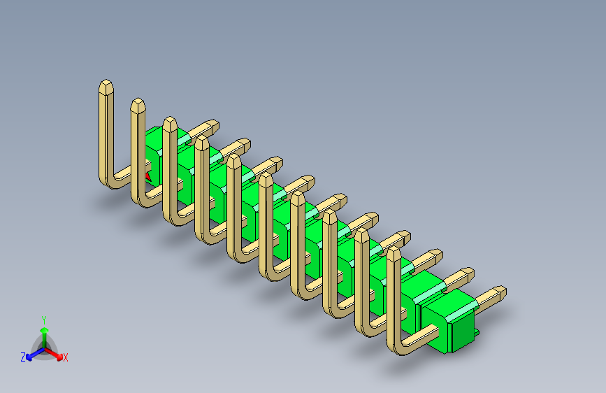 彩色公排针 100mil 2.54mm 系列-DS1022_green_10p_100mil_TypeU_rev1.0