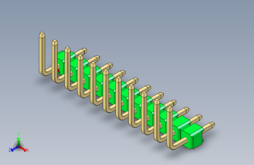 彩色公排针 100mil 2.54mm 系列-DS1022_green_11p_100mil_TypeU_rev1.0