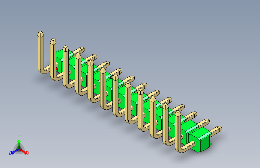 彩色公排针 100mil 2.54mm 系列-DS1022_green_12p_100mil_TypeU_rev1.0