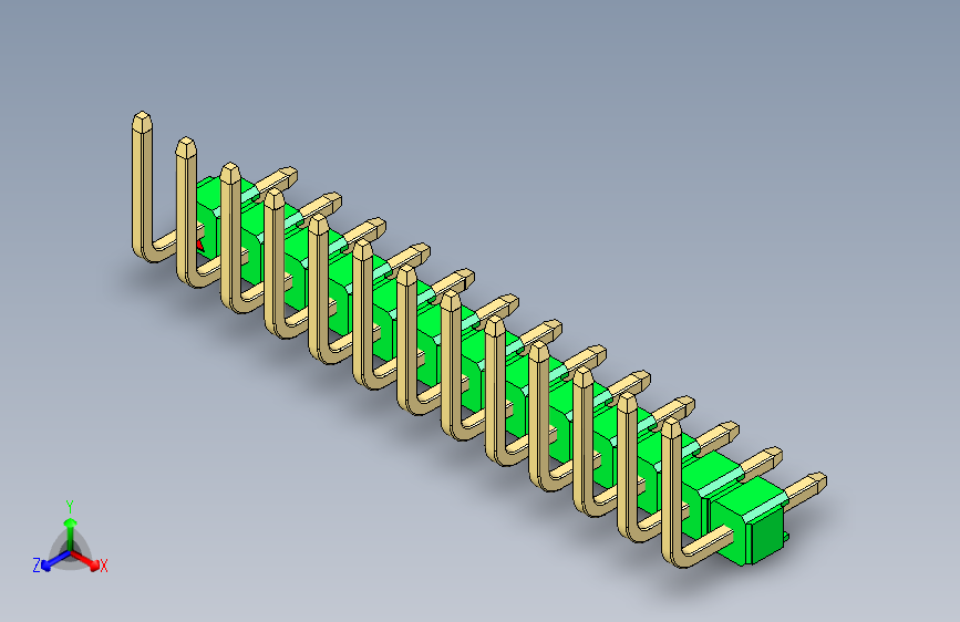 彩色公排针 100mil 2.54mm 系列-DS1022_green_13p_100mil_TypeU_rev1.0