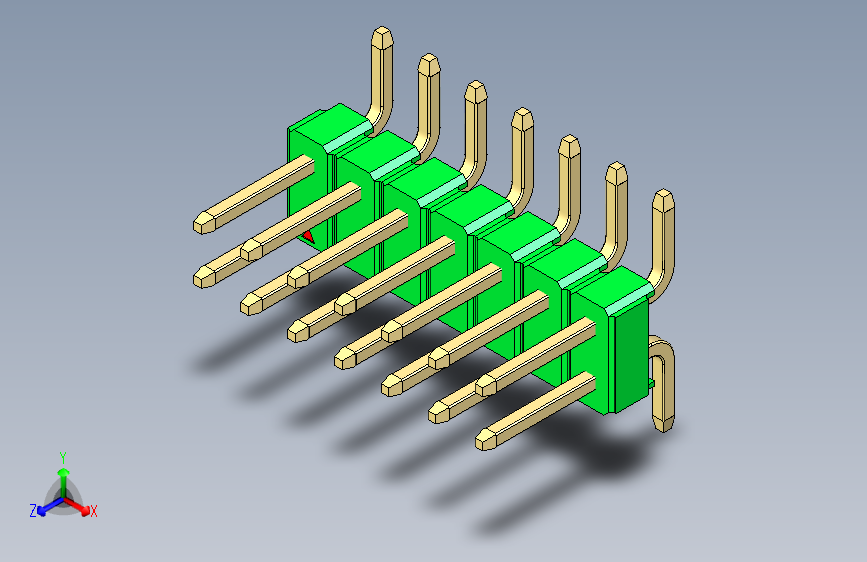 彩色公排针 100mil 2.54mm 系列-DS1022_green_14p_100mil_TypeSMT_rev1.0