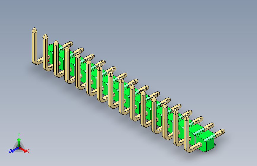 彩色公排针 100mil 2.54mm 系列-DS1022_green_15p_100mil_TypeU_rev1.0