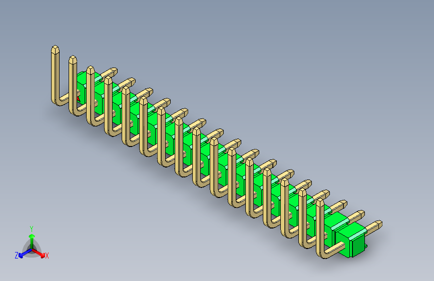 彩色公排针 100mil 2.54mm 系列-DS1022_green_16p_100mil_TypeU_rev1.0