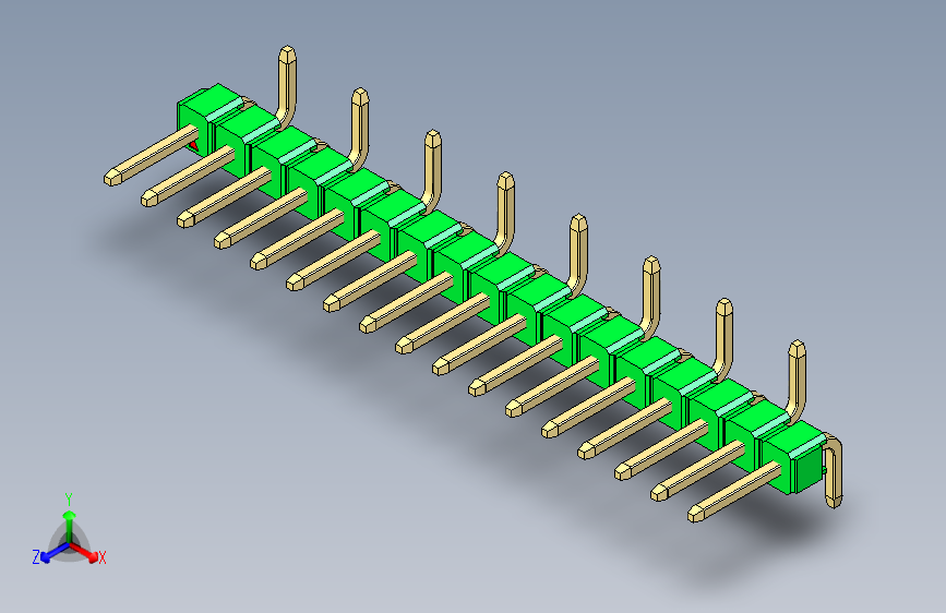 彩色公排针 100mil 2.54mm 系列-DS1022_green_17p_100mil_Type_SMT_R2_rev1.0