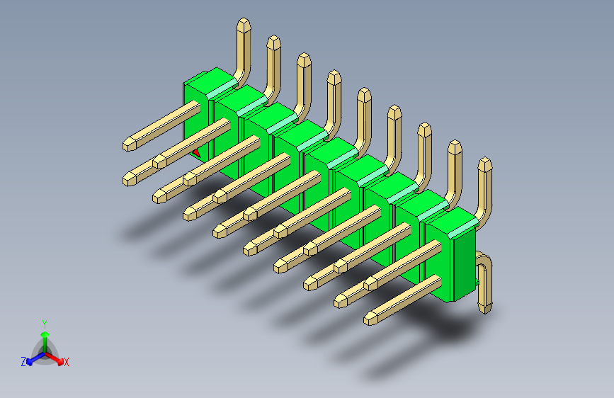 彩色公排针 100mil 2.54mm 系列-DS1022_green_18p_100mil_TypeSMT_rev1.0