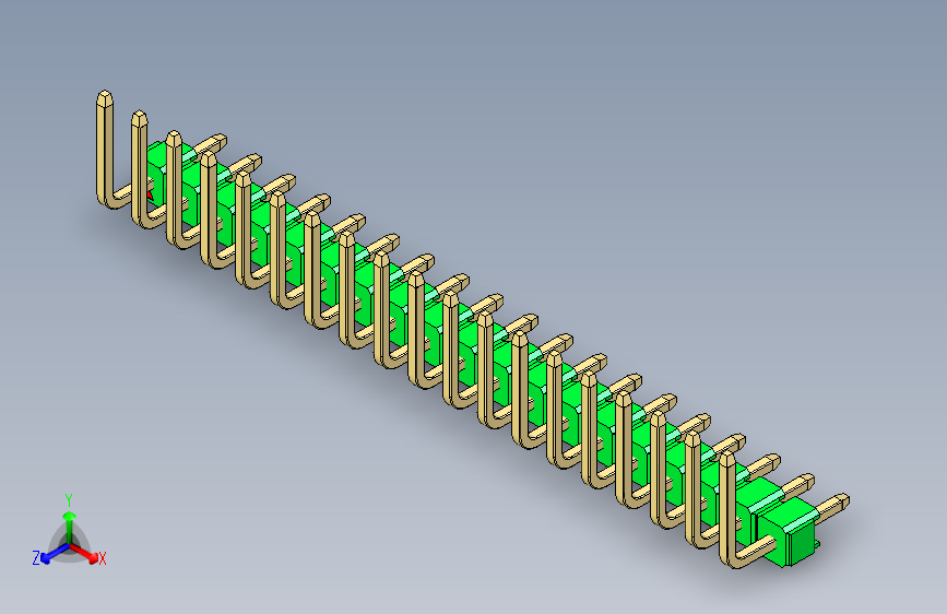 彩色公排针 100mil 2.54mm 系列-DS1022_green_19p_100mil_TypeU_rev1.0