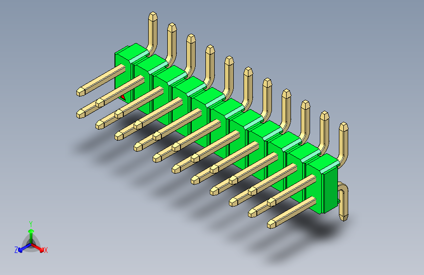 彩色公排针 100mil 2.54mm 系列-DS1022_green_22p_100mil_TypeSMT_rev1.0