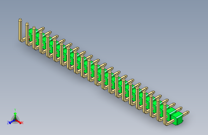 彩色公排针 100mil 2.54mm 系列-DS1022_green_22p_100mil_TypeU_rev1.0