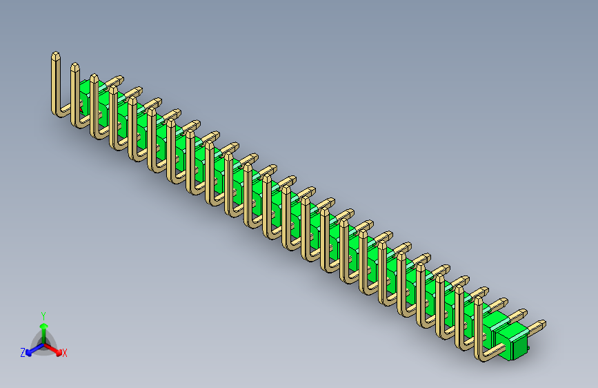 彩色公排针 100mil 2.54mm 系列-DS1022_green_23p_100mil_TypeU_rev1.0
