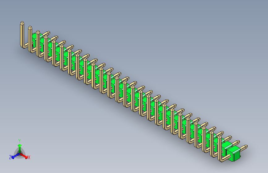 彩色公排针 100mil 2.54mm 系列-DS1022_green_26p_100mil_TypeU_rev1.0